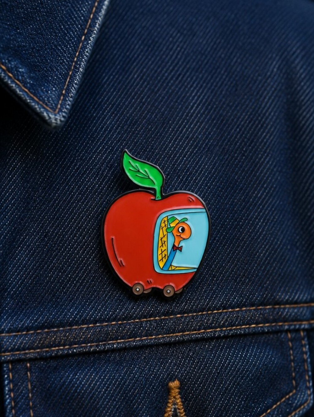 Richard Scarry Lowly Worm Enamel Lapel Pin | Applecar | Kids Book Nostalgia Y2K